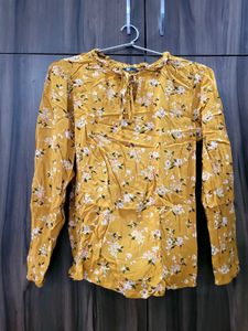 Floral Ruffle Neck Blouse