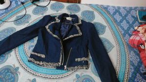 Chic Navy Blue Moto Jacket
