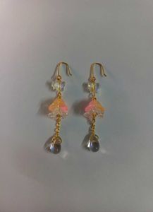 Handmade Cute Peach Butterfly Flower Drop Earrings