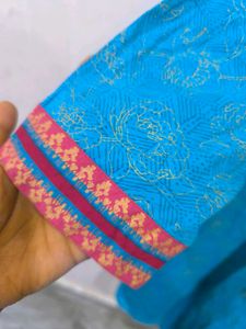 Blue Boat Neck Kurti.