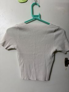 White Ribbed Crop Top