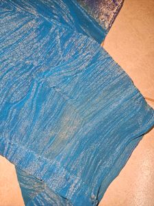 Blue Crepe Saree With Blouse