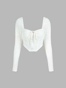 White Long Sleeve Corset style Top