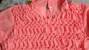 Coral Ruffle Top