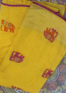 Chanderi Cotton Yellow Saree