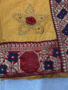 Elegant Yellow Embroidered Saree