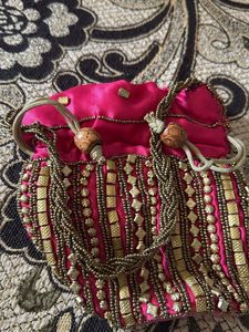 Pink Beaded Handbag