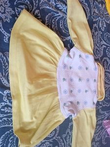 yellow soft full sleeves cotton hosiery frock for baby girl ..