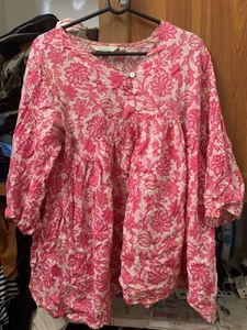 Floral Print Pink Tunic Top
