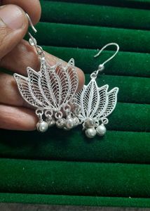 Pure Silver Lotus Earrings (without Hallmark)
