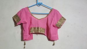 Pink and Golden Two Colour Saree For Festive wear