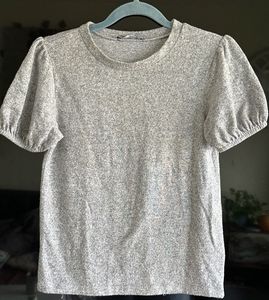 Zara Grey Puff Sleeve Top Size - Small