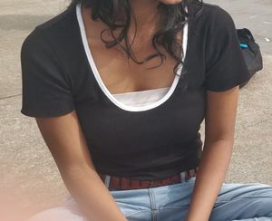 Stylish Deep U-Neck Top