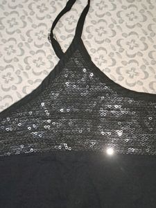 ELLIZA DONATEIN BLACK SEQUIN SPAGETTI TOP