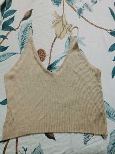 Beige Knit Crop Top
