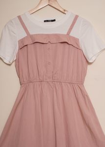 Pink Button-Front Dress