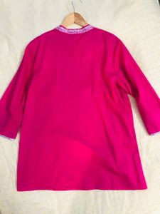 Chikankari Embellished Pink Embroidered Tunic Top