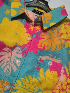 Floral Print Cropped Shirt