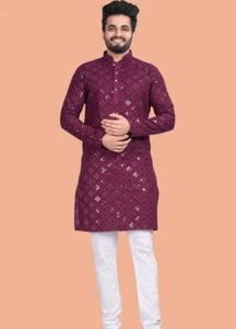 Maroon Embroidered Kurta 15,16 Years Boy Only Kurt