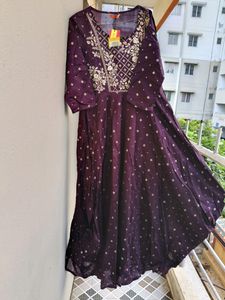 Wine Colour Ethnic Gown