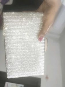 beautiful silver clutch bag