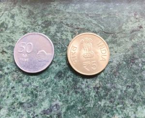 Rare  50 Paisa & Rs.5 Coins