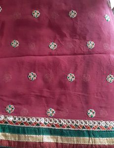 Maroon Embellished Saree