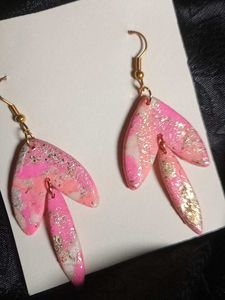 Pink Marble Dangle Earrings