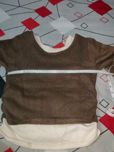 Brown Ribbed Mock Layered Pullover