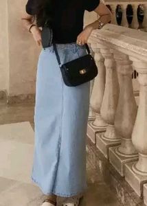 Blue Long Denim Maxi Skirt For Girls Women