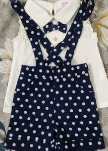 White & Blue Polka Dots Dress