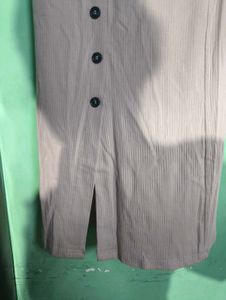 Beige Button-Front Skirt