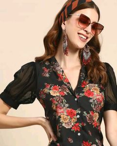 Floral Button-Front Midi Dress