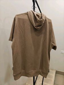 Beige Short Sleeve Hoodie