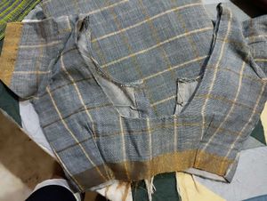 Grey Cotton Saree With Blouse