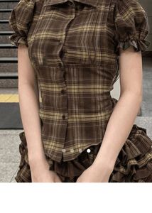 Brown Plaid Corset Top