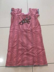 Embroidery Patch Work Kurta Pink
