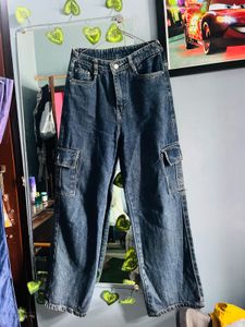 Dark Blue Cargo Denim Jeans