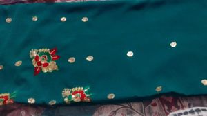 Red Floral Print Saree with Blouse