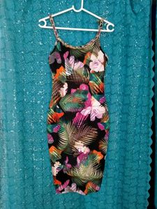 Tropical Print Bodycon Dress