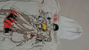 White Graphic Print Hoodie