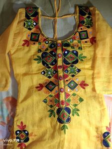 Yellow Embroidered Kurta