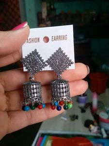 Gold-toned Red Earrings