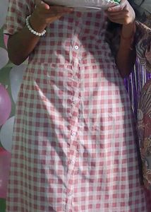 Fit and Flare Light Pink Button-Down Dress