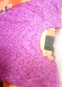 Rose Pink Colour Kurti With Mirror And embroidery