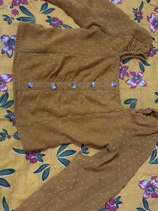 Cute Mustard Puff Sleeve Top