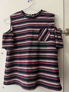 Striped Cold Shoulder Top