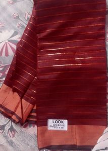 Pink &amp; Orange Checked Saree