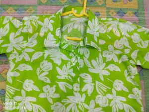 Fully Stitched Floral Green Pathani Syle Kurta