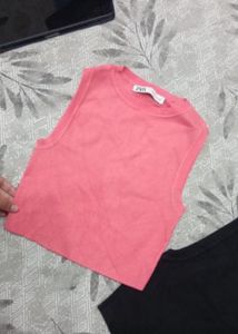 Zara Pink Knit Crop Top